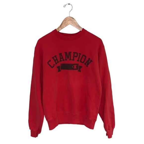 Vintage Champion Eco Authentic‎ Crewneck Sweater Pullover Red  Men’s Size Small - Picture 1 of 8